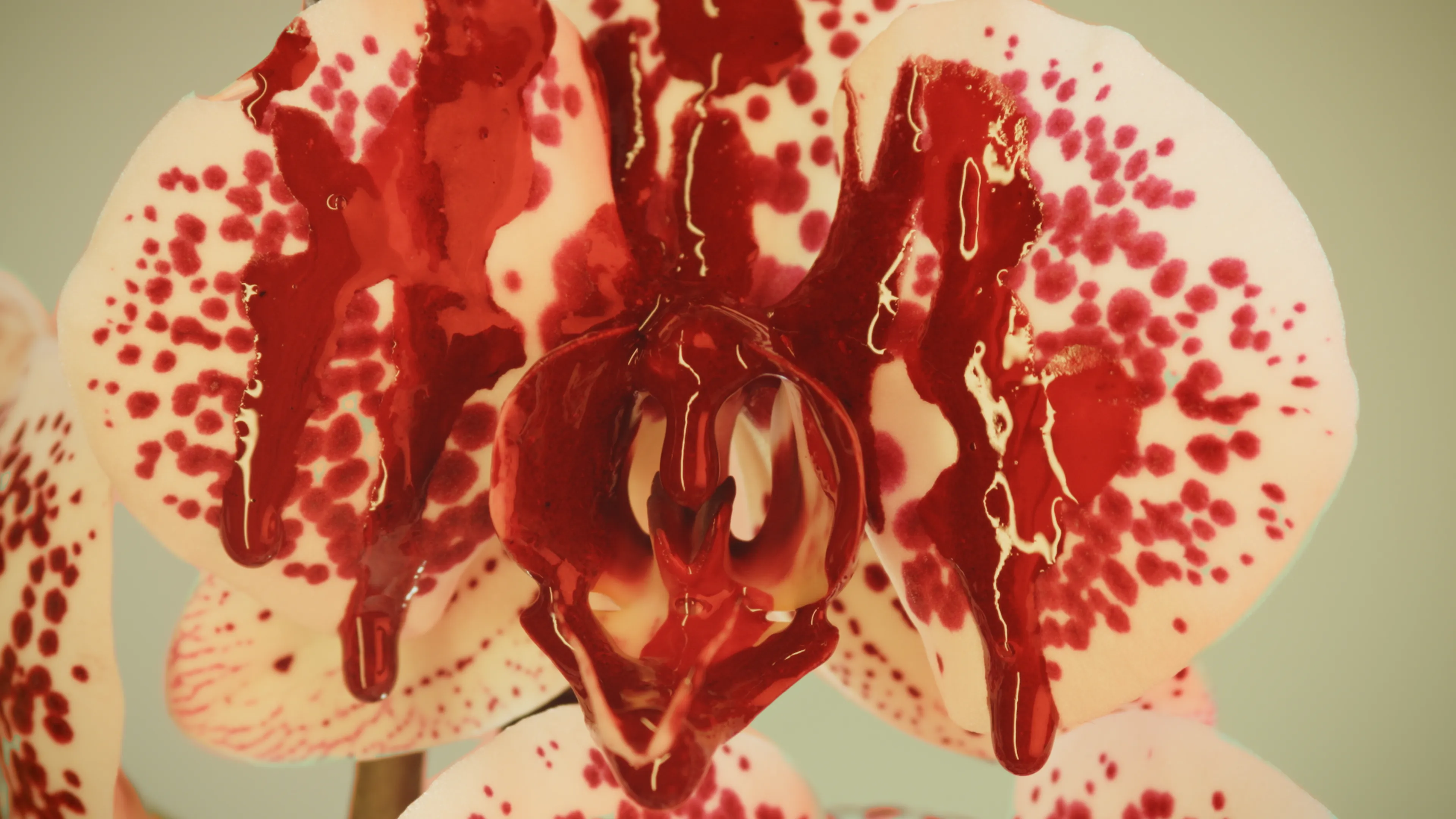 Image tirée du spot; une orchidée qui saigne